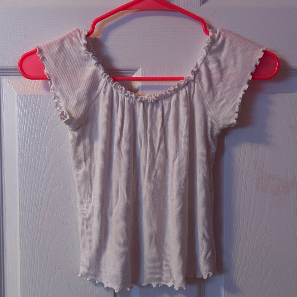 Garage White Ruffle Trim Top